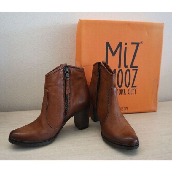 Miz Mooz 580269-101 Women Sz 36 US 5.5-6 Brandy Brown Leather Rico Booties - Picture 1 of 14